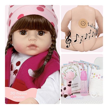 Boneca Reborn Realista Menina Girafinha Fala 30 Frases Itens