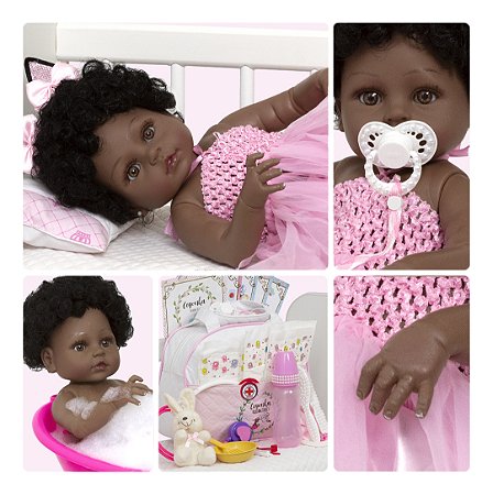 Boneca Bebê Reborn Menina Negra Bailarina  Completa Linda