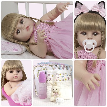Bebê Reborn Boneca Menina Loira Linda Bailarina Com Itens
