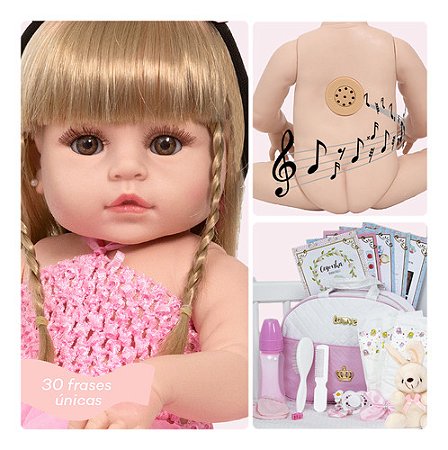 Boneca Reborn Realista Bailarina Loira 30 Frases Com Bolsa