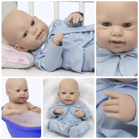 Boneco Reborn Menino Realista Olhos Azuis Pode Dar Banho