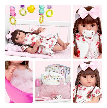 Boneca Bebê Reborn Siliconado 14 Itens Bolsa Maternidade