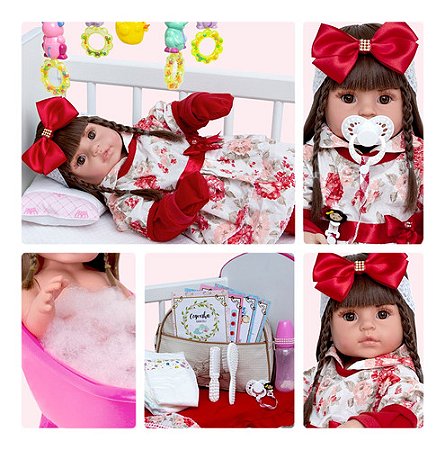 Boneca Reborn Realista Bebê Recem Nascida Com Enxoval Luxo