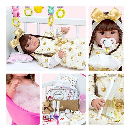 Boneca Bebê Reborn Realista Linda 16 Itens Bolsa Maternidade