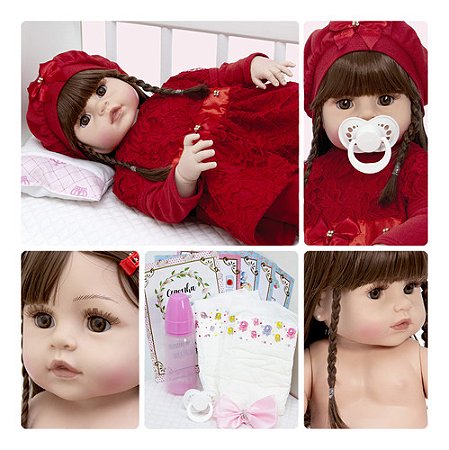 Boneca Bebe Reborn Recem Nascida Silicone Com Lindos Itens