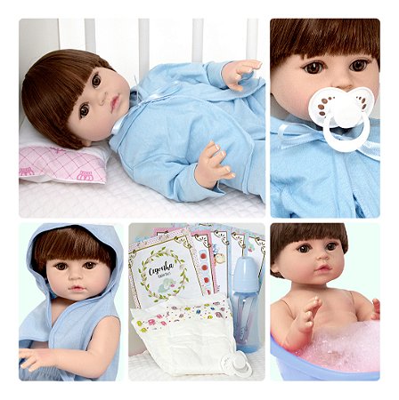 Bebê Reborn Boneco Menino Realista Pode Dar Banho + 11 Itens