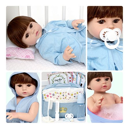 Boneco Bebê Reborn Realista Lindo 16 Itens Bolsa Maternidade