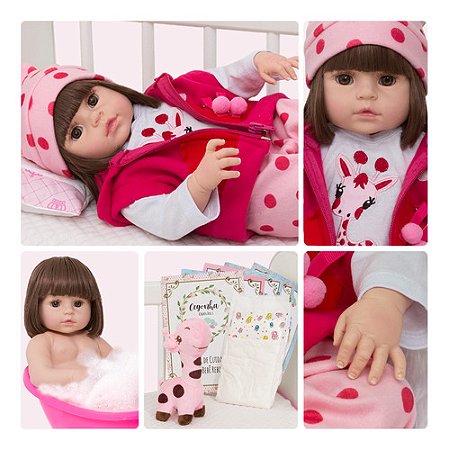Bebe Reborn Girafinha Realista 100% Silicone + Acessórios
