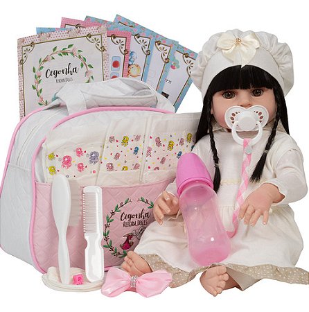 Bebe Reborn Realista Menina Morena Enxoval Completo Bolsa