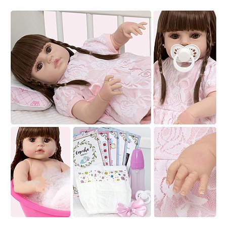 Boneca Bebe Reborn Realista Menina Linda Pode Dar Banho
