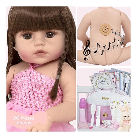 Boneca Reborn Realista Bailarina Coelhinha 30 Frases Enxoval