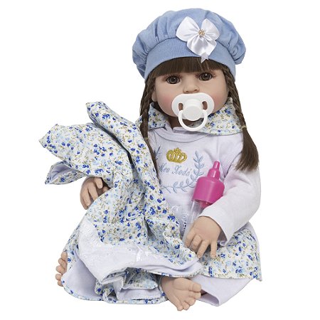 Boneca Reborn Menina 100% Silicone 13 Itens Pode Dar Banho