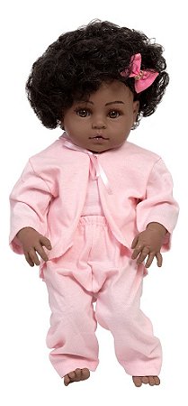 Boneca Reborn Bebê Realista Negra Pijama Roupão 13 Itens