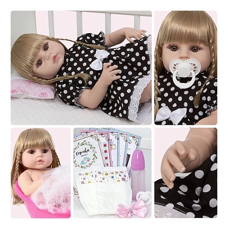 Boneca Reborn Realista Menina Loira Fofa 46cm Com Acessórios