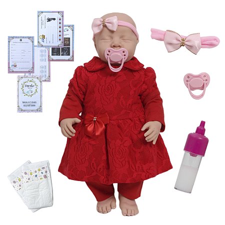 Boneca Reborn Realista Olhos Fechados Com Lindo Conjunto