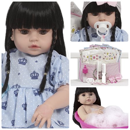 Boneca Reborn Realista 100% Vinil Siliconado Lindo Vestido