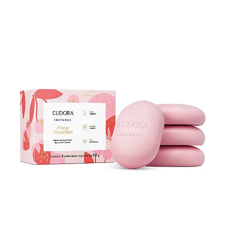 Sabonete Vegetal em Barra Instance Frutas Vermelhas 4x80g