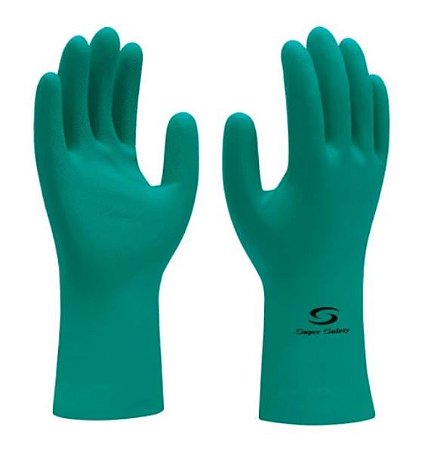 Luva Nitrílica Verde com Forro Nitrogreen - Super Safety - CA 33334