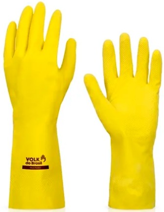Luva de Látex Multiuso Amarela Volk - CA 10695