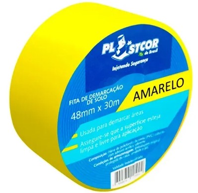 Fita Para Demarcação de Solo e Vidro Plastcor Amarela 48MM x 30MTS