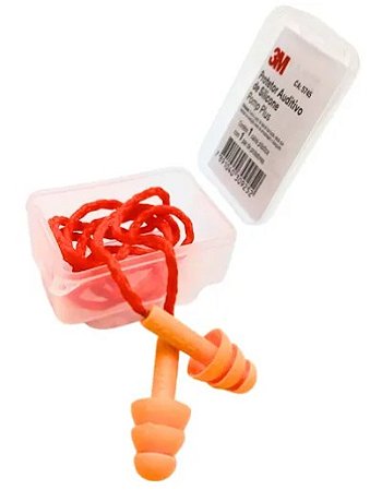 Protetor Auditivo Plug Silicone Laranja Cordão Poliester Pomp Plus - 3m - CA 5745