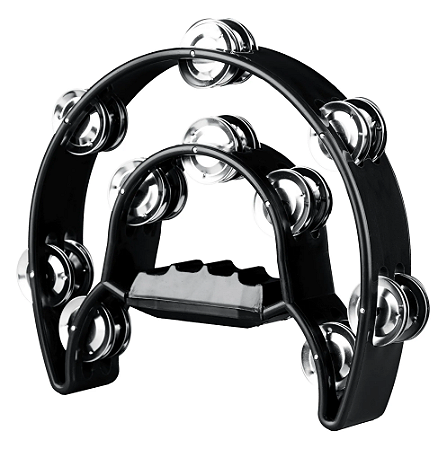 Pandeiro Meia Lua Duplo Profissional - Preto