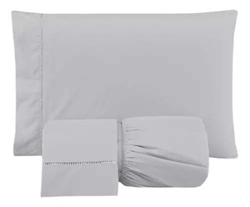 Jogo Lençol Cama King Size Elástico Percal 300 Fios Macio 3 Peças