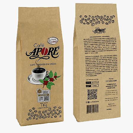 CAFÉ TORRADO EM GRÃO APORÉ 1 KG GOURMET