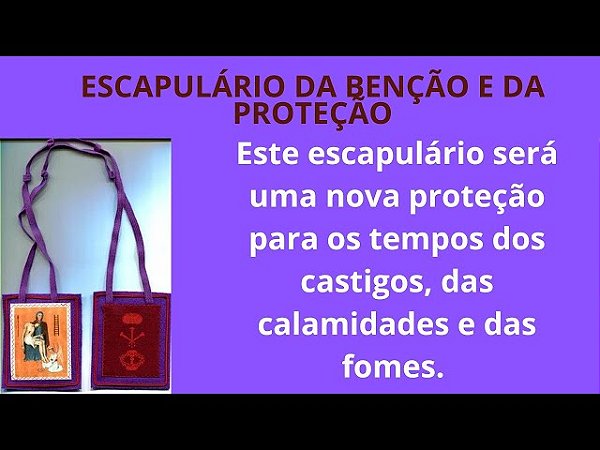 ESCAPULÁRIO ROXO - ESCAPULARIO DA BENÇAO E PROTEÇÃO REVELADO A MISTICA MARIE JULIE