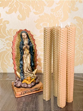 Kit com 5 velas de cera 100% de abelha - 20cm (Modelo ALTAR - CASTIÇAL)