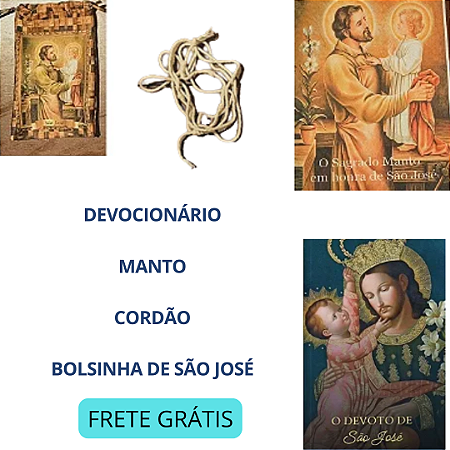 KIT DEVOÇÃO A SÃO JOSÉ - MANTO + BOLSINHA + DEVOCIONÁRIO com frete grátis