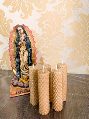 Kit com 5 velas 100% cera de abelha - 10cm (Modelo ALTAR - CASTIÇAL)