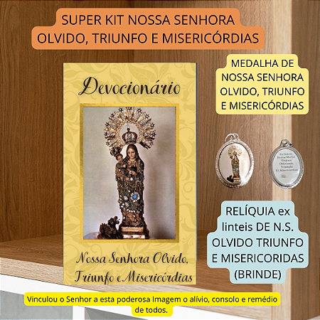 KIT NOSSA SENHORA OLVIDO TRIUNFO E MISERICÓRDIA - LIVRO + MEDALHA com relíquia ex linteis (brinde)  FRETE GRÁTIS