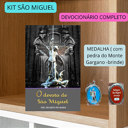 KIT SÃO MIGUEL - DEVOCIONÁRIO E MEDALHA (com pedra do Monte Gargano de brinde) FRETE GRÁTIS