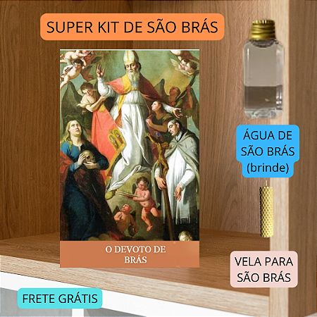 SUPER KIT SÃO BRÁS - ÁGUA DE SÃO BRÁS - VELA E DEVOCIONÁRIO COMPLETO com frete grátis