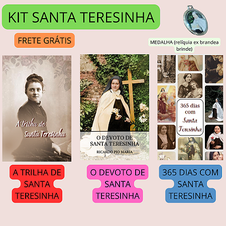 SUPER KIT SANTA TERESINHA / 3 livros + medalha com relíquia (brinde) frete gratis