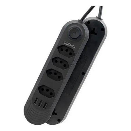 Extensão De 4 tomadas, 3 Entradas USB e Com Botão Power Geral