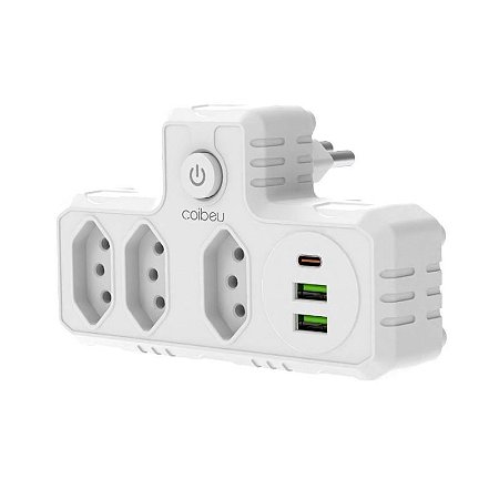 Extensão de Tomada com USB-A e Tipo-C