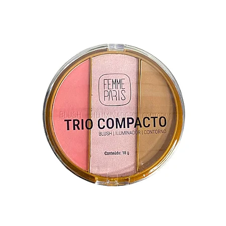 Trio Compacto Blush, Iluminador e Contorno - Femme Paris