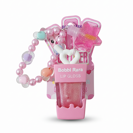 Lip Gloss Shake - Glitter Rosa + Pulseira Cute - Bobbi Rara
