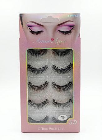 Cílios Postiços 5D/35 - Kit com 5 Pares - Amor Anjo