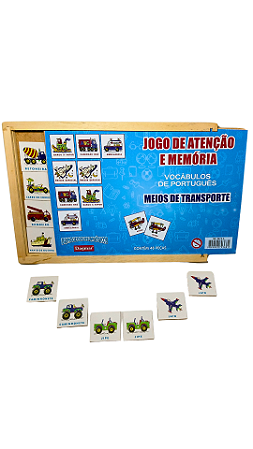 JOGO DE ATENÇÃO E MEMORIA VOCABULOS PORTUGUÊS MEIOS DE TRANSPORTE