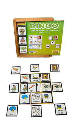 BINGO ALFABETO DE FORMA LETRAS MINÚSCULAS PALAVRAS E FIGURAS