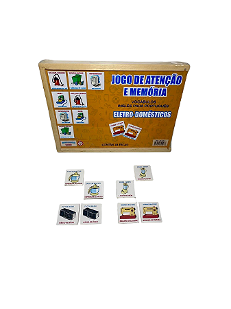 JOGO DE ATENÇÃO E MEMÓRIA VOCÁBULOS  INGLÊS PORTUGUÊS ELETRO DOMÉSTICOS