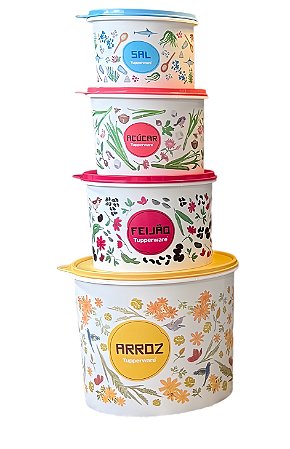 Kit Tupperware Mantimentos Linha Floral 4 peças