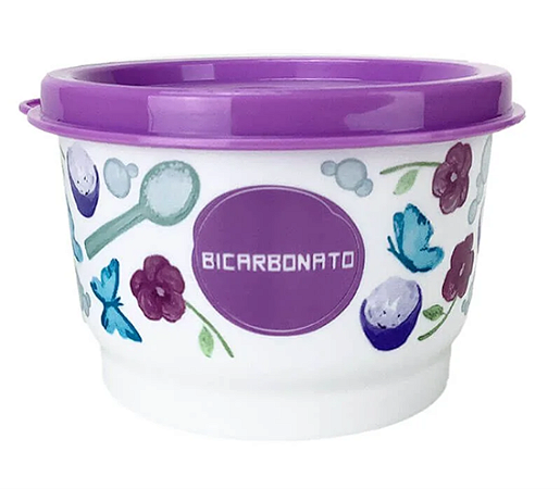 Tupperware Potinho Bicarbonato de Sódio Floral 140ml Roxo