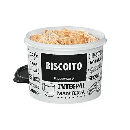 Tupper Caixa Biscoito 2.4L Preto e Branco