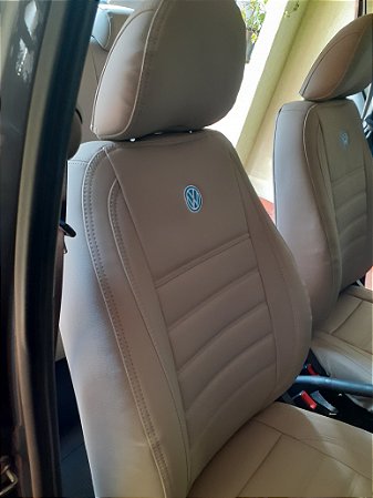 Capa de Banco Fox SpaceFox em couro automotivo courvin bege personalizado