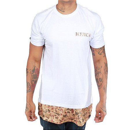Camiseta Kings Oversized Zípper Camuflada Branca