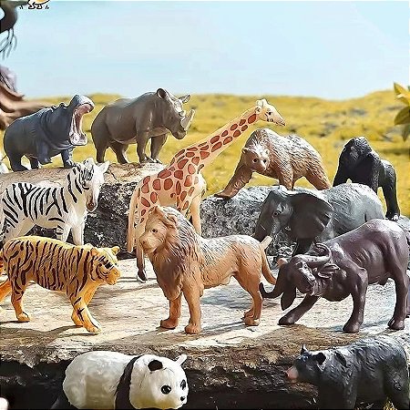 Miniaturas e flashcards animais da selva e safari